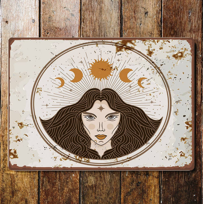 moon sun woman boho spiritual  peltikyltti n15x20cm
