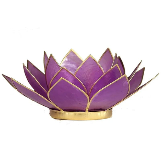 Lotus kynttilälyhty lilac kultareunus - Tarotpuoti