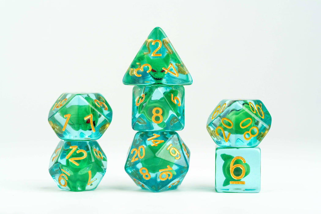 Pathfinder Mutagen Goblin Inclusion Dice - Metallic Dice Games