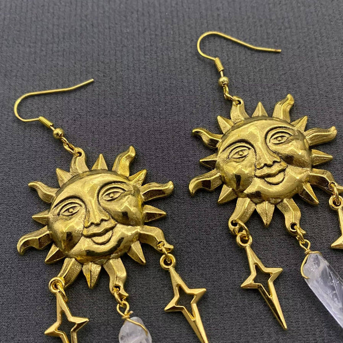 Aurinko-riipuskorvakorut, kultapinnoitetut