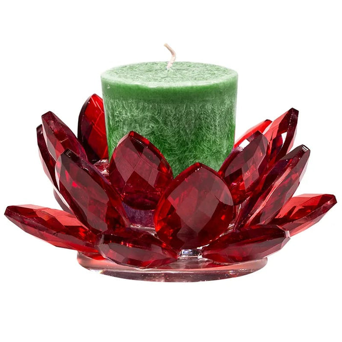 Kristalli Lotus koriste punainen 11cm