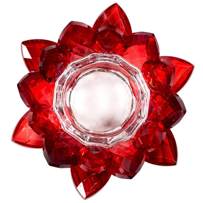 Kristalli Lotus koriste punainen 11cm