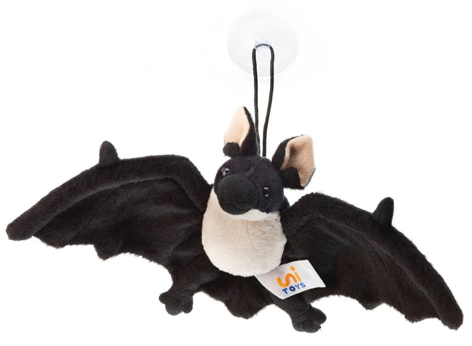 Lepakkapehmolelu (musta-valkoinen) – imukupilla – 23 cm