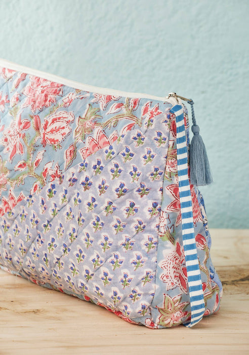 Suuri patchwork-kuvioitu toilettilaukku – puuvillaa