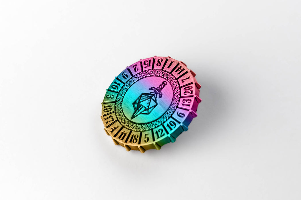 Metallic D20 Spinner: Torched Rainbow
