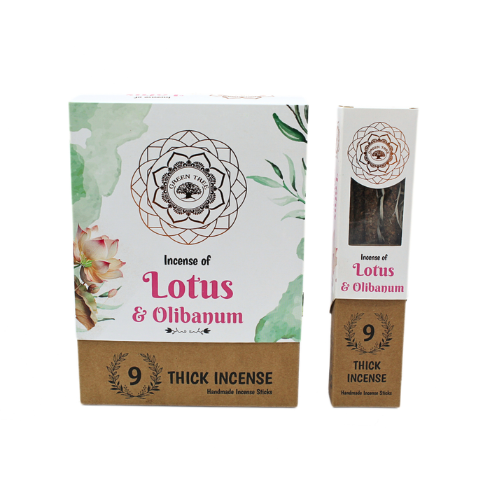 Green Tree Lotus & Olibanum Botanical Thick Incense Sticks