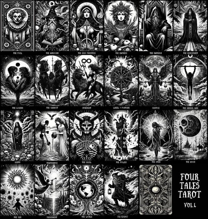 Four Tales Tarot (major arcana) - Black edges - Taroteca Studios