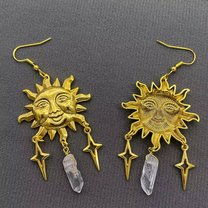 Aurinko-riipuskorvakorut, kultapinnoitetut