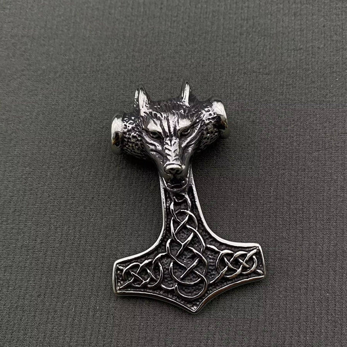 Viking Celtic Knot Wolf Head Stainless Steel Pendant -riipus