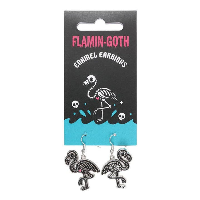 Flamin-goth Enamel Dangle Earrings - goottiflamingo-korvakorut  Flamingo