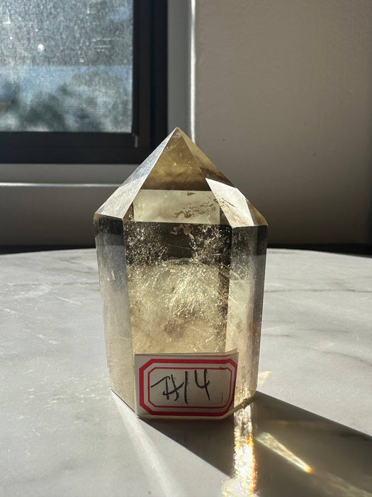 Savuinen luonnon sitriini obeliski #14