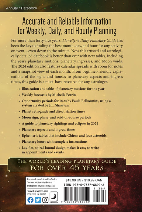 Llewellyn's 2024 Daily Planetary Guide: Complete Astrology At-A-Glance (Llewellyn's Daily Planetary Guides) - Llewellyn Publishing, Paula Belluomini