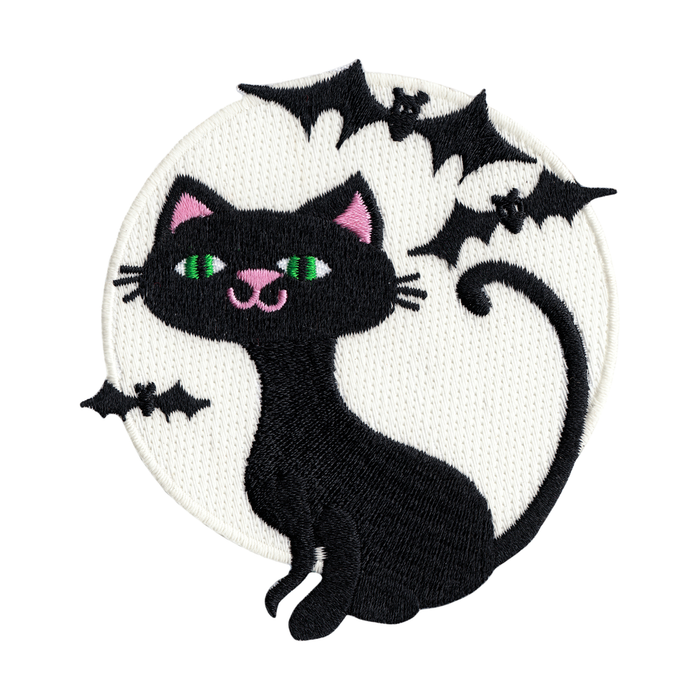 Black Cat & Bats – pimeässä hohtava – kangasmerkki