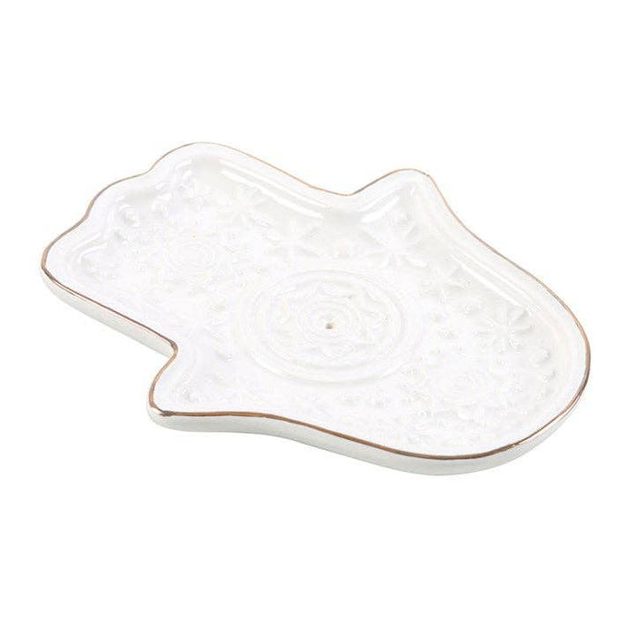 Valkoinen Hamsa suitsukealusta