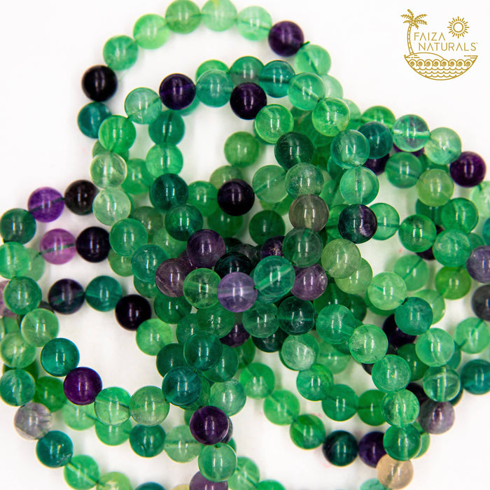 Fluoriittirannekoru – suuret hiotut helmet (10 mm)