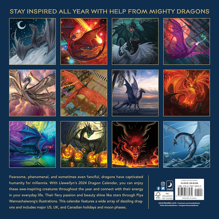 Llewellyn's Dragon seinäkalenteri 2024