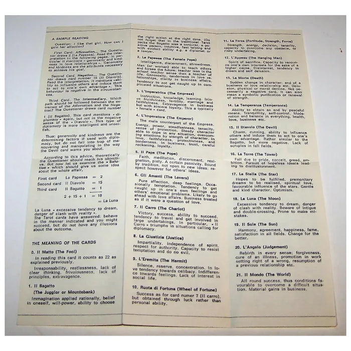 Il Meneghello “Tarocco della Musica” Tarot Cards, Osvaldo Menegazzi Designs, Ltd. Ed. (209/500), c.1981 - Il Meneghello Edizione (Preloved - käytetty)