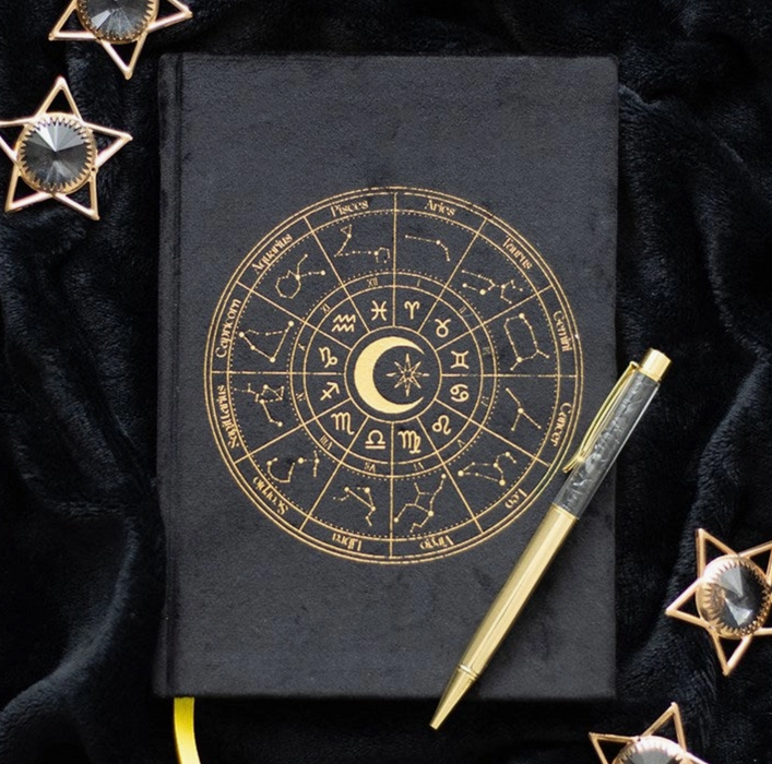 Astrologinen pyörä- päiväkirja/muistikirja kynällä