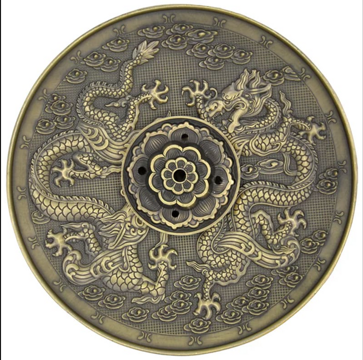 Bronze colored dragon incense holder