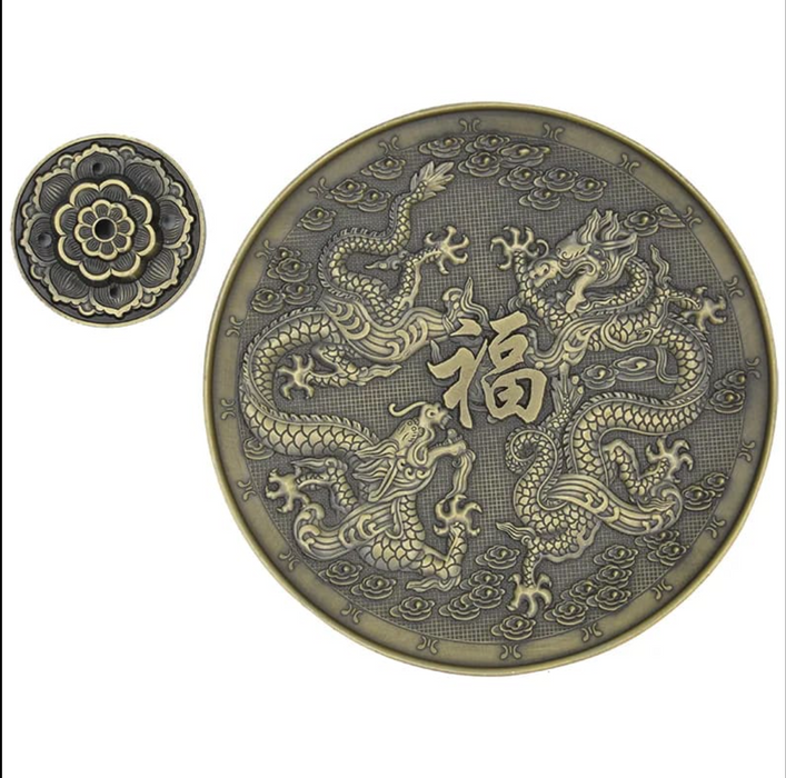 Bronze colored dragon incense holder