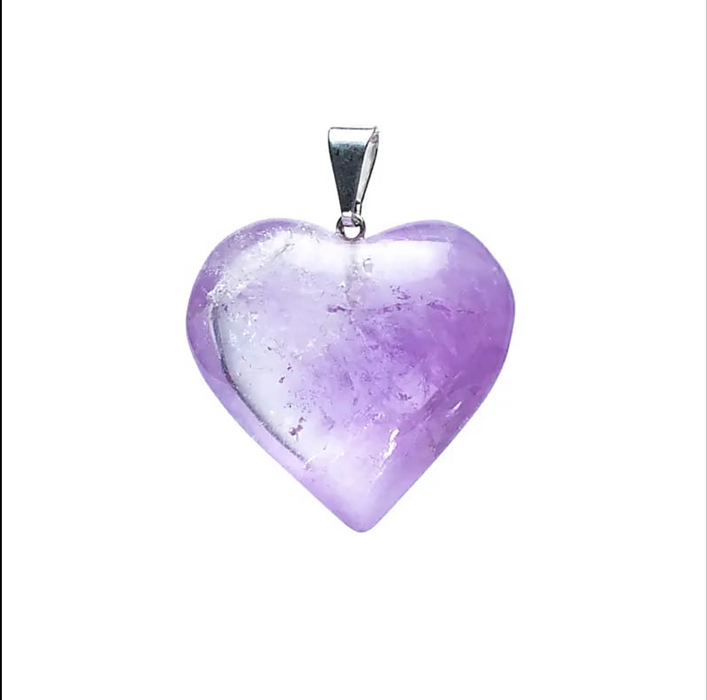 Amethyst heart pendant 3-4cm