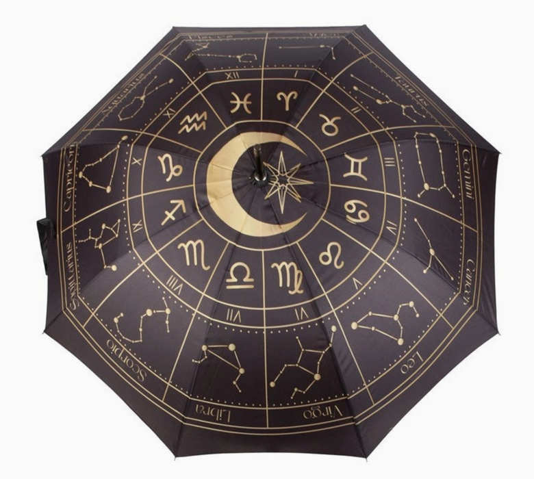 Musta astrologinen horoskooppisateenvarjo