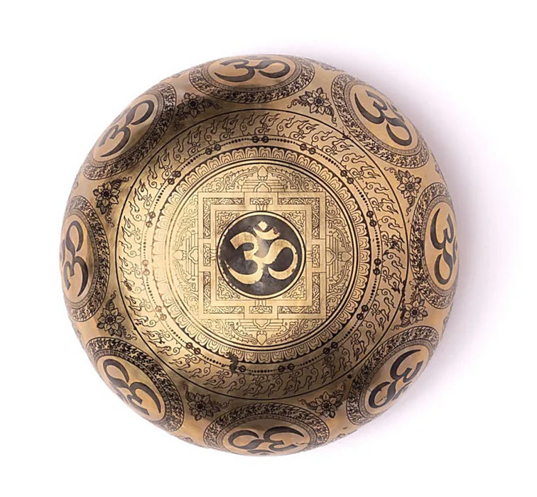 Laserkaiverrettu äänimalja ±1400-1600g – Chakra & Elämän kukka