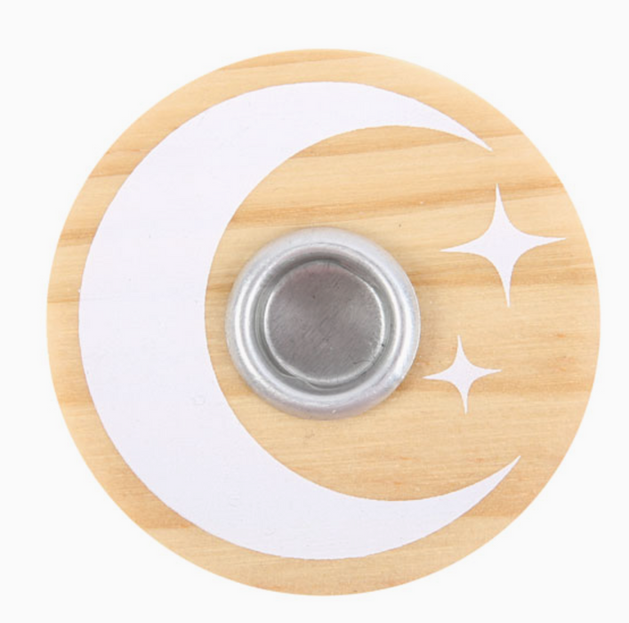 Puunvärinen Kuu loitsukynttilänjalka