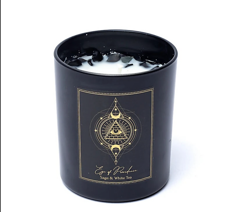 Eye of Providence-manifestointikynttilä lasipurkissa kannella