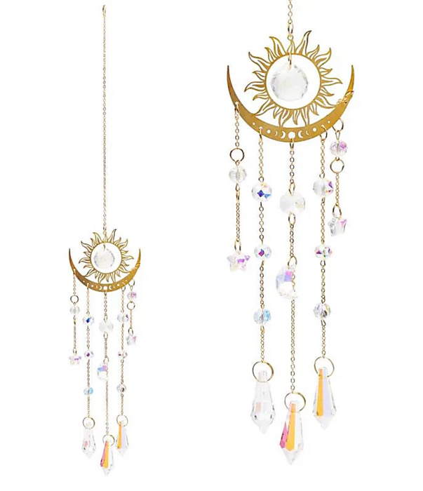 Aurinko & puolikuu -aurinkosieppari – kristallilasiriipuksella