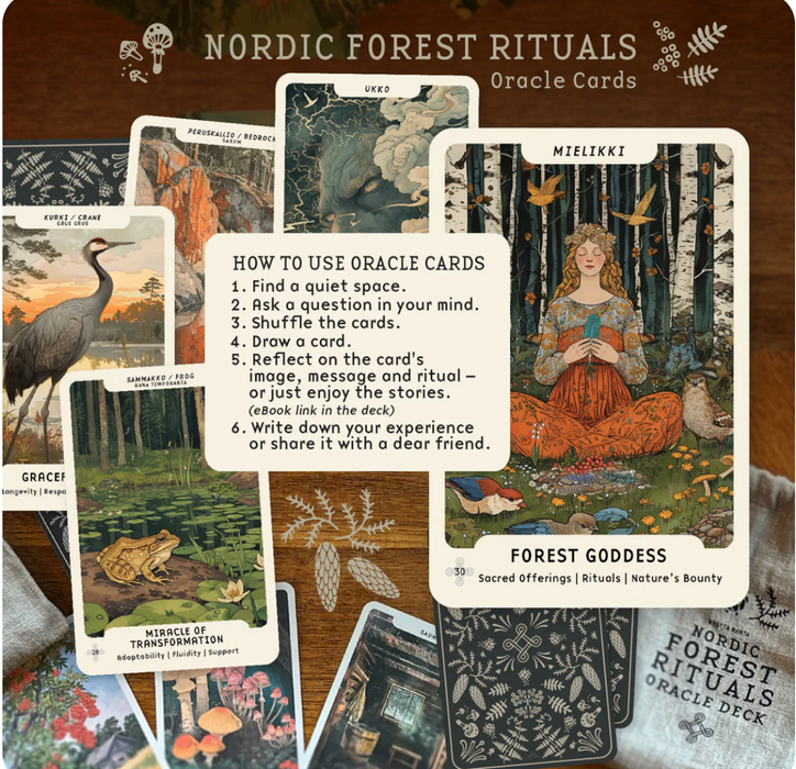 1st edition. Nordic Forest Rituals Oracle Cards - inspiroivat suomalaiset rituaalikortit- Reetta Ranta