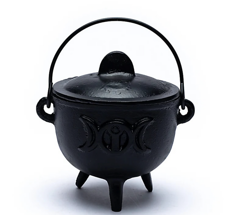 Witch cauldron cast iron triple moon approx. 12x9.5cm