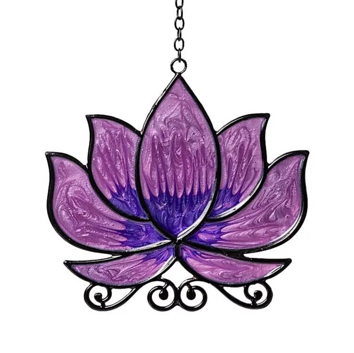 Lotus ikkunakoriste - maalattua lasia n.  ±24x12cm