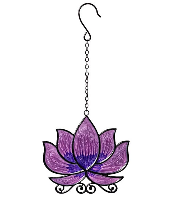 Lotus ikkunakoriste - maalattua lasia n.  ±24x12cm