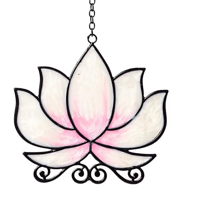 Lotus ikkunakoriste - maalattua lasia n.  ±24x12cm