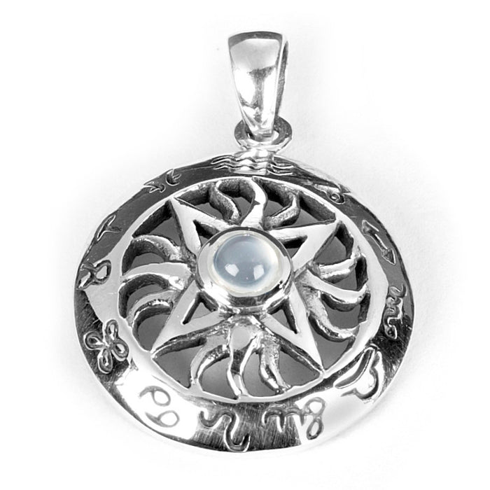 Twelve Signs Of The Zodiac With Moonstone riipus (Sterling Silver)