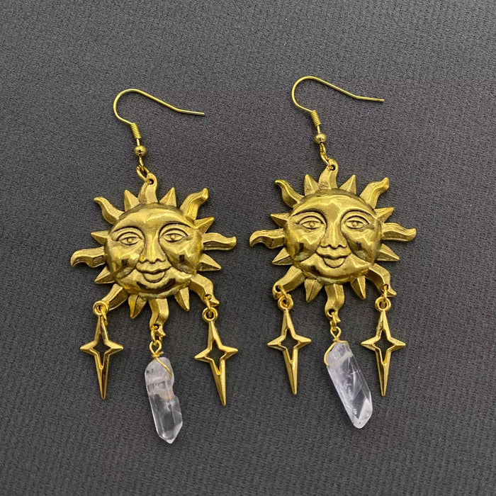 Aurinko-riipuskorvakorut, kultapinnoitetut