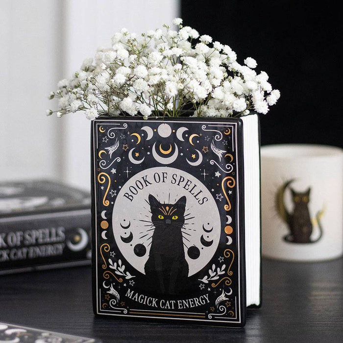 Black Cat Magick -keraaminen kirjamaljakko