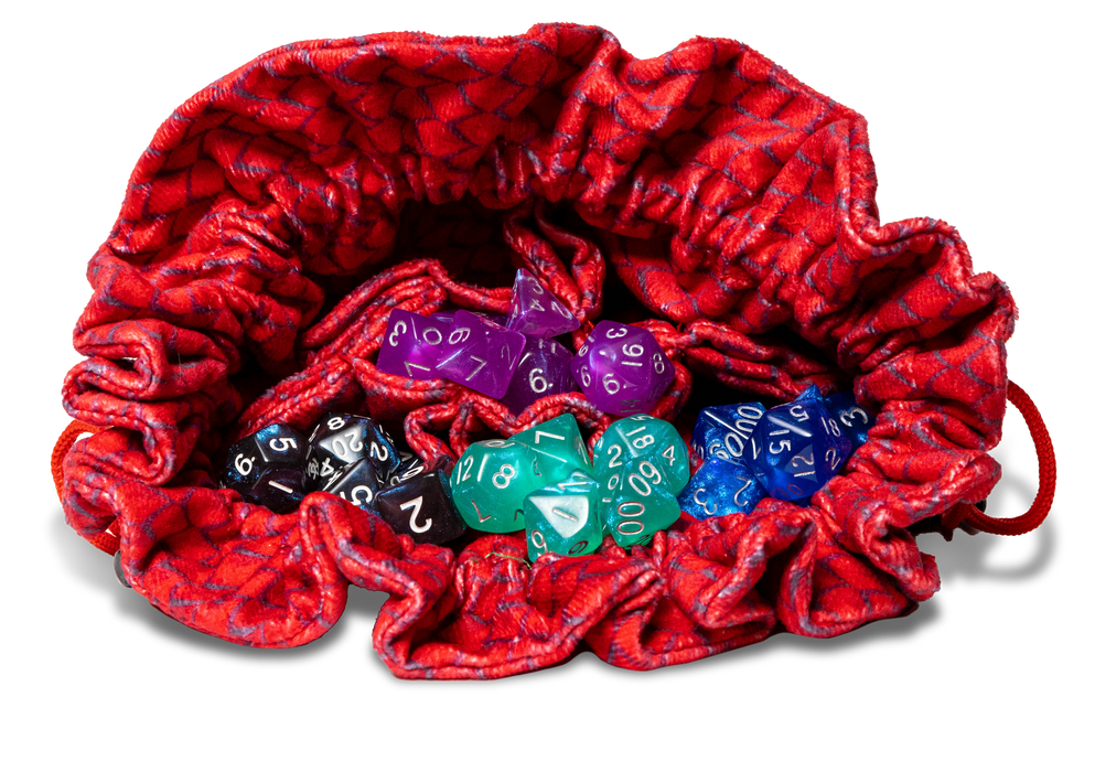 Dragon Storm samettinen lokerollinen noppapussi: Red Dragon Scales - Fanroll