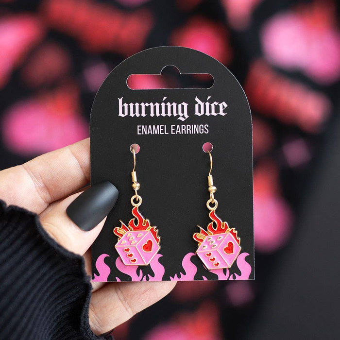 Burning Dice Earrings - palavat nopat korvakorut