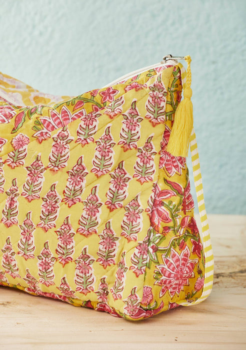 Suuri patchwork-kuvioitu toilettilaukku – puuvillaa