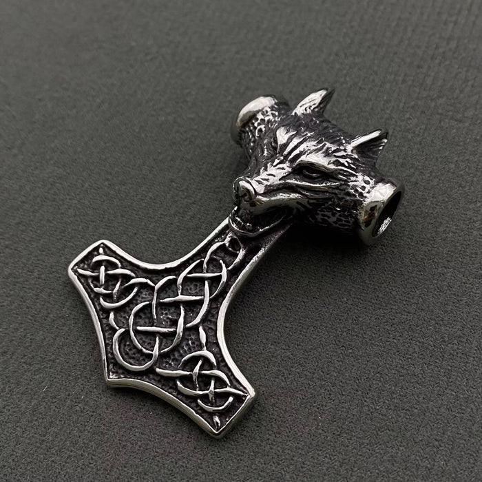 Viking Celtic Knot Wolf Head Stainless Steel Pendant -riipus