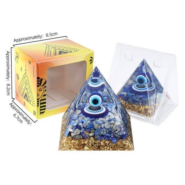 Lapis lazuli orgoniittipyramidi Evil Eye 6 cm