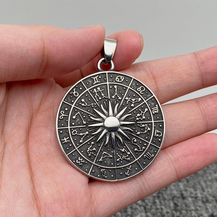 Zodiac Compass Stainless Steel Charm -riipus