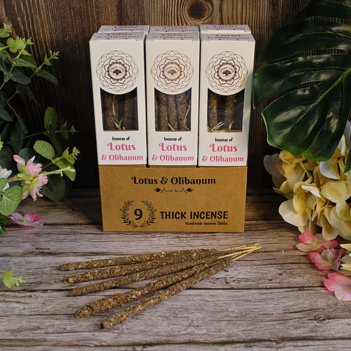 Green Tree Lotus & Olibanum Botanical Thick Incense Sticks