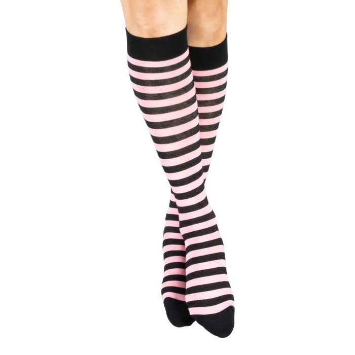 Bubblegum and Black Stripes polvisukat - FootClothes