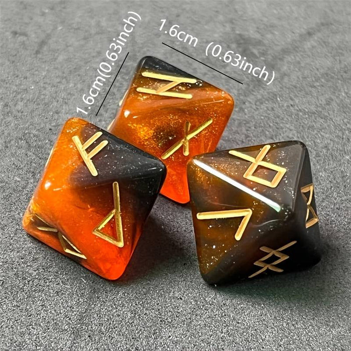 Riimunopat Rune dice 3kpl Orange