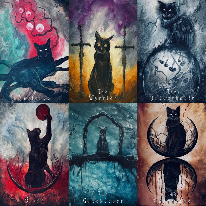 Fearless Familiars Oracle - 52 Card Intuitive Oracle Deck w/ Dark Black Cat Art - J Edward Neill