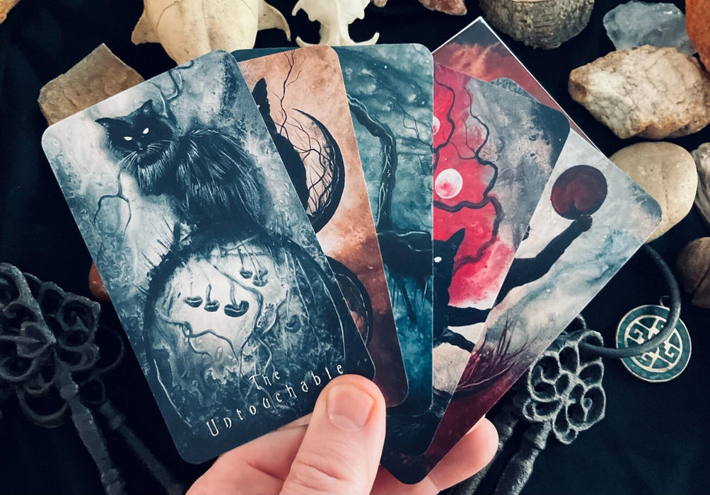 Fearless Familiars Oracle - 52 Card Intuitive Oracle Deck w/ Dark Black Cat Art - J Edward Neill