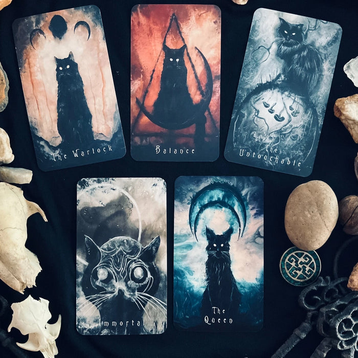 Fearless Familiars Oracle - 52 Card Intuitive Oracle Deck w/ Dark Black Cat Art - J Edward Neill